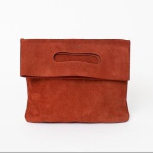Baggu Rust Suede Foldover Clutch